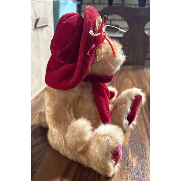 Vintage DanDee Collectible Plush Teddy Bear Red Velvet Hat Bows & Paws - Picture 4 of 5